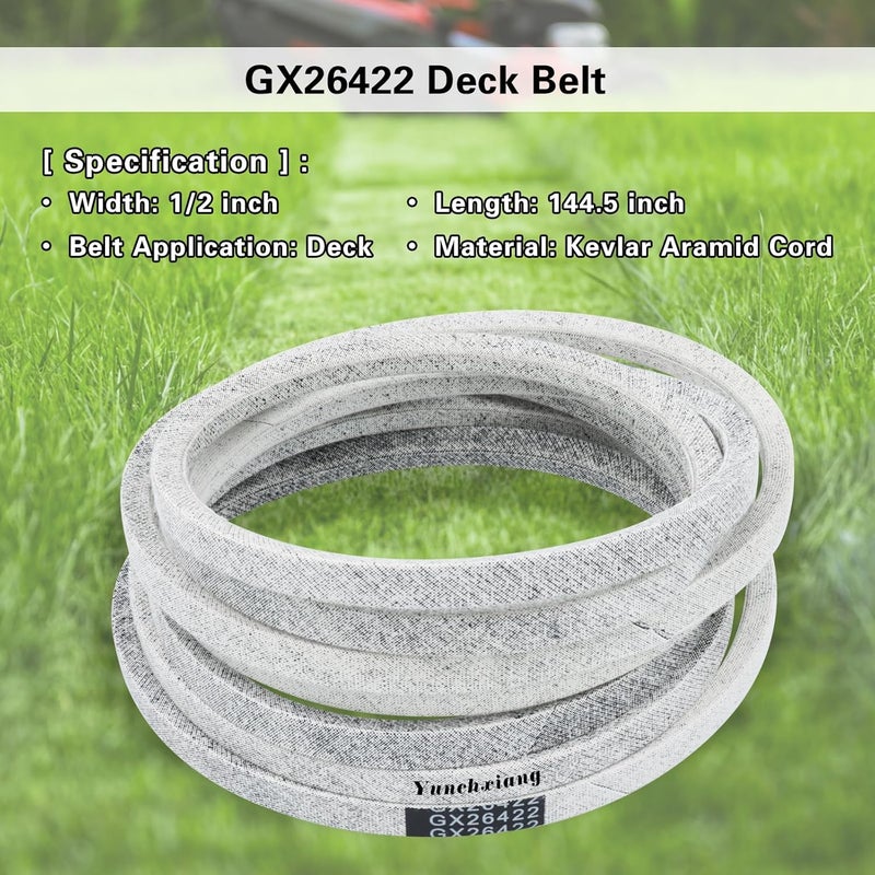 Dofank GX26422 Deck Belt Kevlar for John Deere Z325E, Z375R, Z355E, Z330M, Z330R, Z355R Zero Trun Mower with 48'' 54'' Deck, Replace GX26422 John Deere Mower Deck Belt - Aramid Cord, 1/2'' x 144.5'' - Image 2